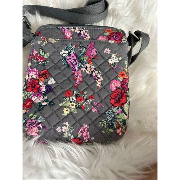 VERA BRADLEY RFID MINI HIPSTER HOPE BLOOMS id bag wallet crossbody gray - Picture 5 of 8